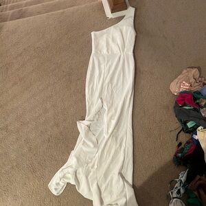 Beginning Boutique White One-Shoulder Maxi Dress